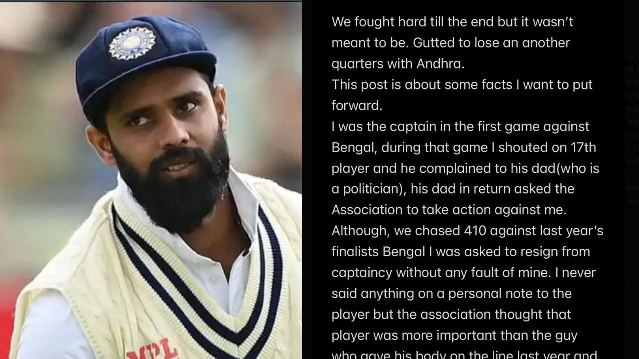 'He Batted With One Hand When...'- Aakash Chopra On Hanuma Vihari-ACA Fiasco